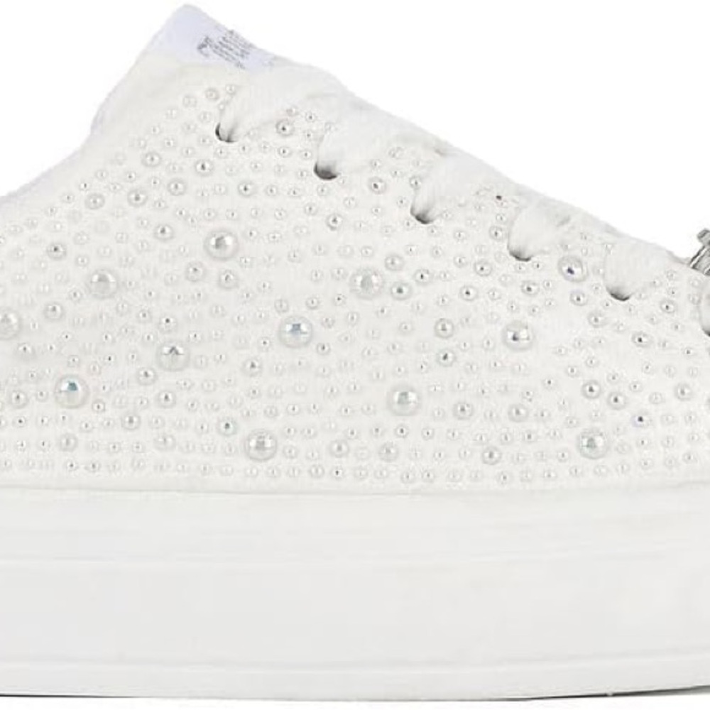 Juicy Couture Alanis B Studded Lace-up Glam Sneakers Pearl White 7.5 - Picture 3 of 10
